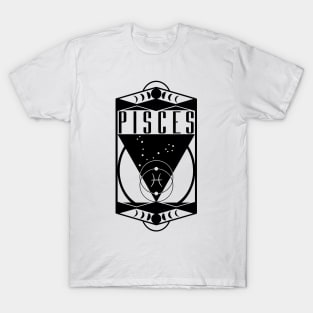 Pisces Constellation Moon Phases Zodiac Astrology Art Deco Style T-Shirt